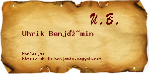 Uhrik Benjámin névjegykártya