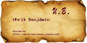Uhrik Benjámin névjegykártya